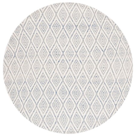 Safavieh 6 x 6 ft. Marbella Hand Woven Round Area Rug; Blue & Ivory MRB308M-6R